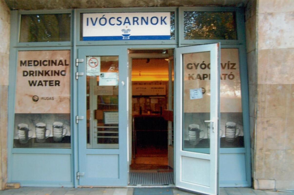 A store with “medicinal drinking water” for sale at the Rudas Baths. 