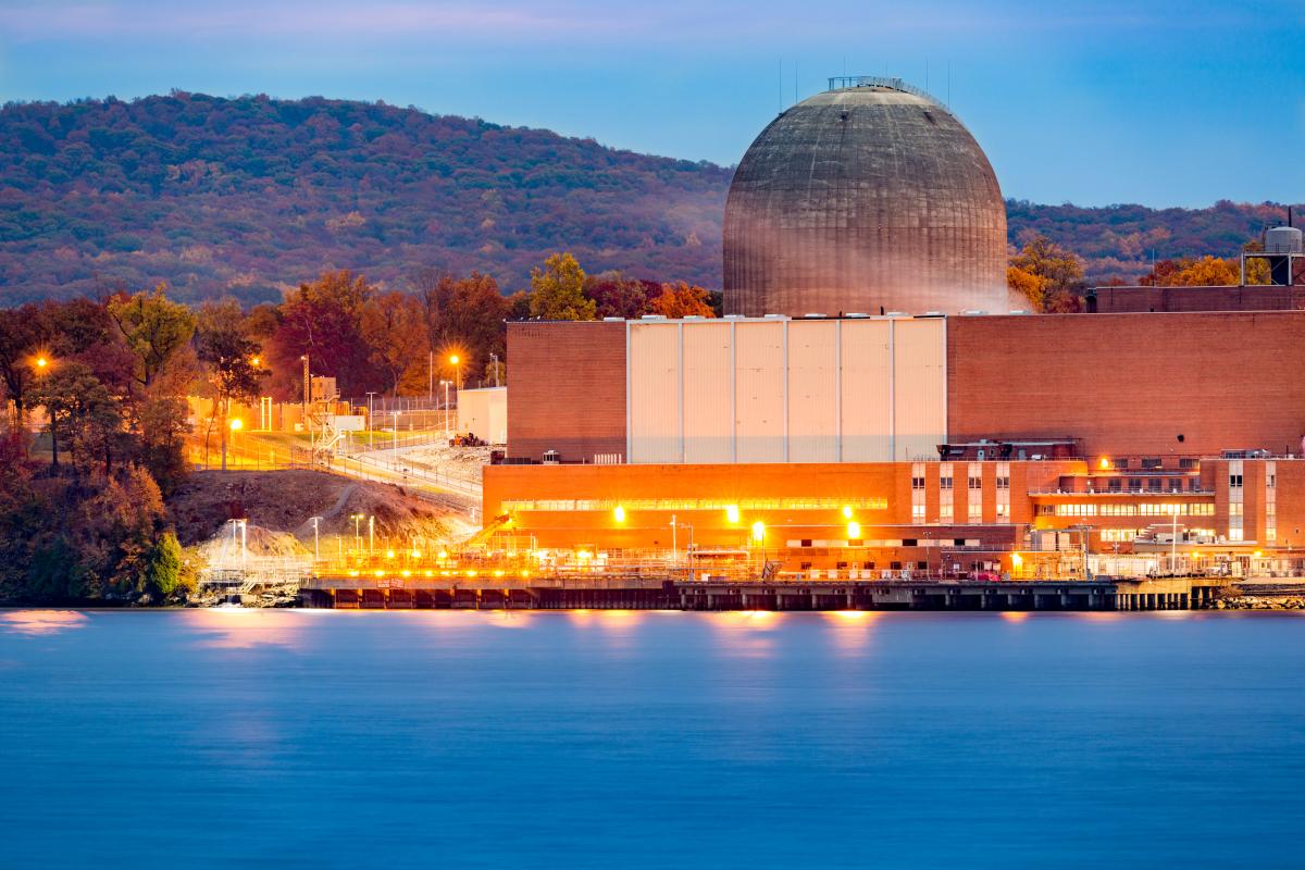 Nuclear reactor on the Hudson River, north of New york City (stock photo)