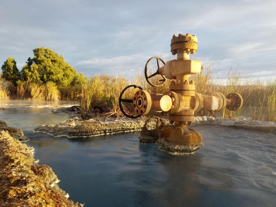 Abandoned natural gas well discharging water