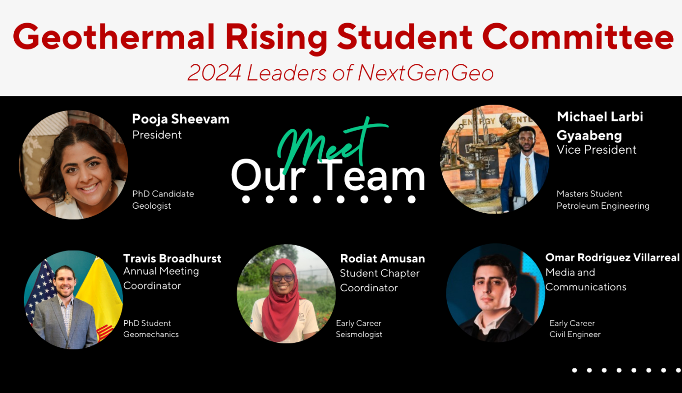 Graphic showing the leadership group of Geothermal Rising Student Committee
