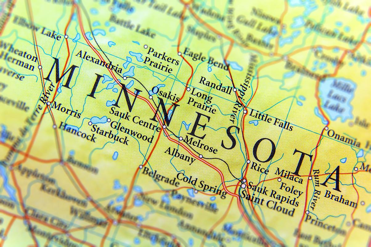 Stock photo of map of Minnesota