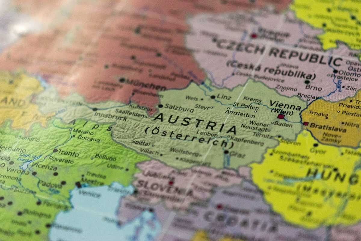 Stock photo of map showing Austria