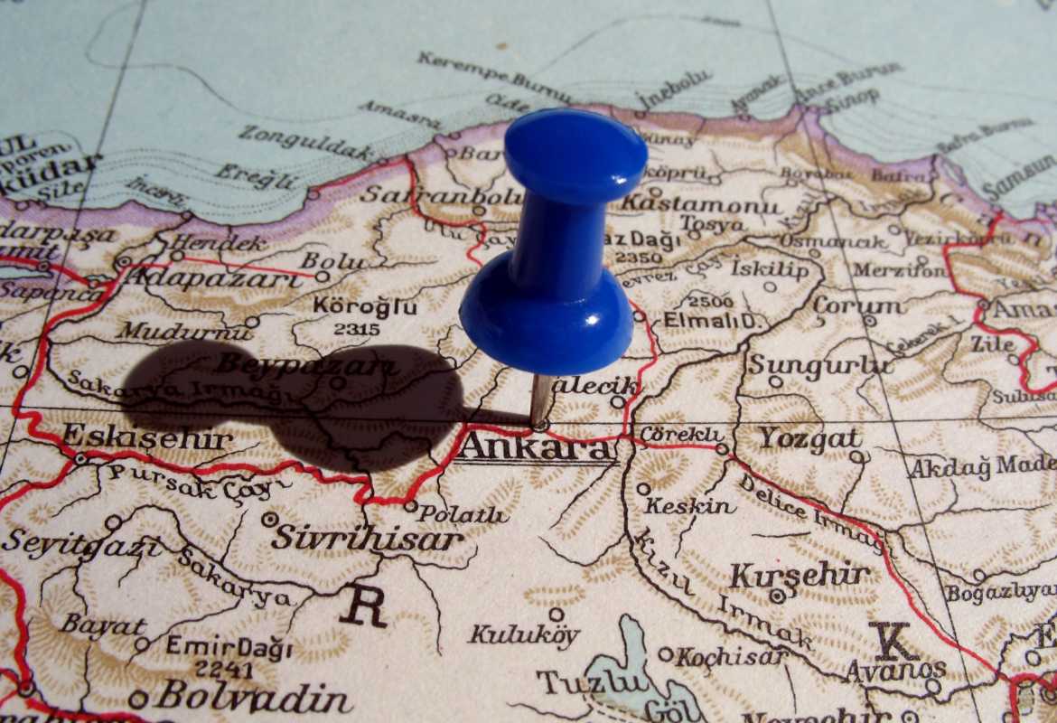 Stock image of map with pin in Ankara,Turkey