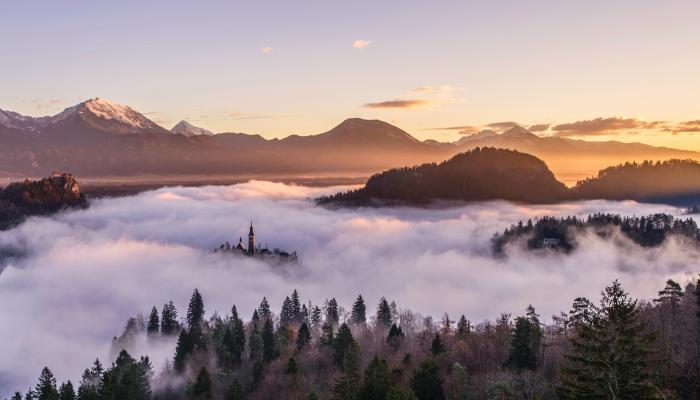 Landscape of Mountains Above the Skyline