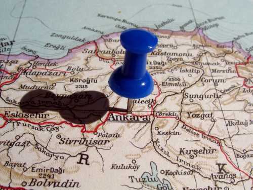 Stock image of map with pin in Ankara,Turkey